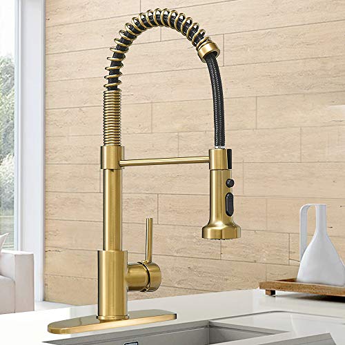 Matte Black&Brushed Nickel Spring Kitchen Faucet with Pull Down Sprayer H1634