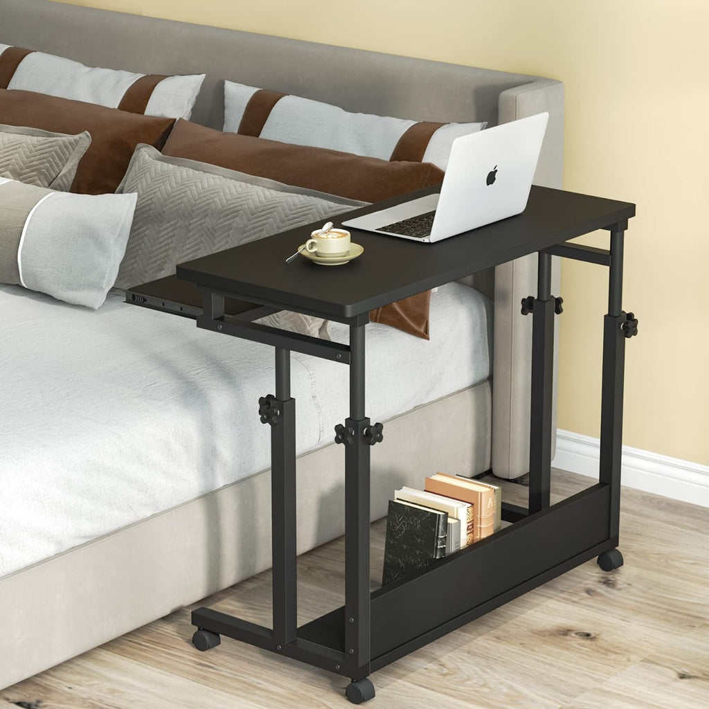 Black Height Adjustable Rolling Laptop Cart with Keyboard Tray C74996