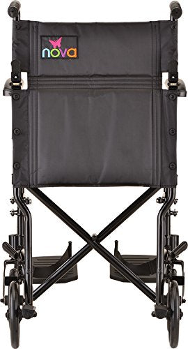 Black Lightweight Transport Chair with Swing Away Footrest H485971