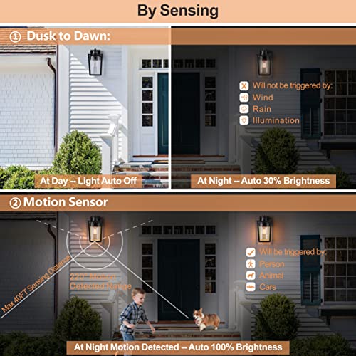 Set of 2 Black Gooseneck Outdoor Wall Lights with Dusk to Dawn Motion Sensor F1421