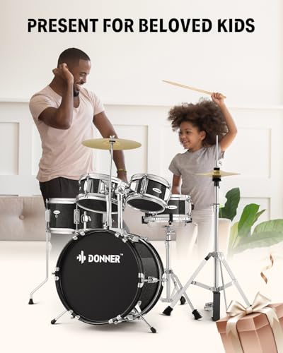 5-Piece 14 inch Full Size Junior Drum Kit Metallic Black T79229