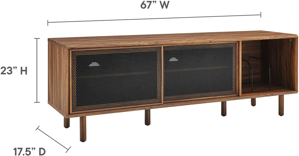 Walnut MDF Particleboard TV and Record Stand U373