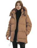 Women Mid-Length Puffer Hooded Jacket Winter Padded Warm Coat S898