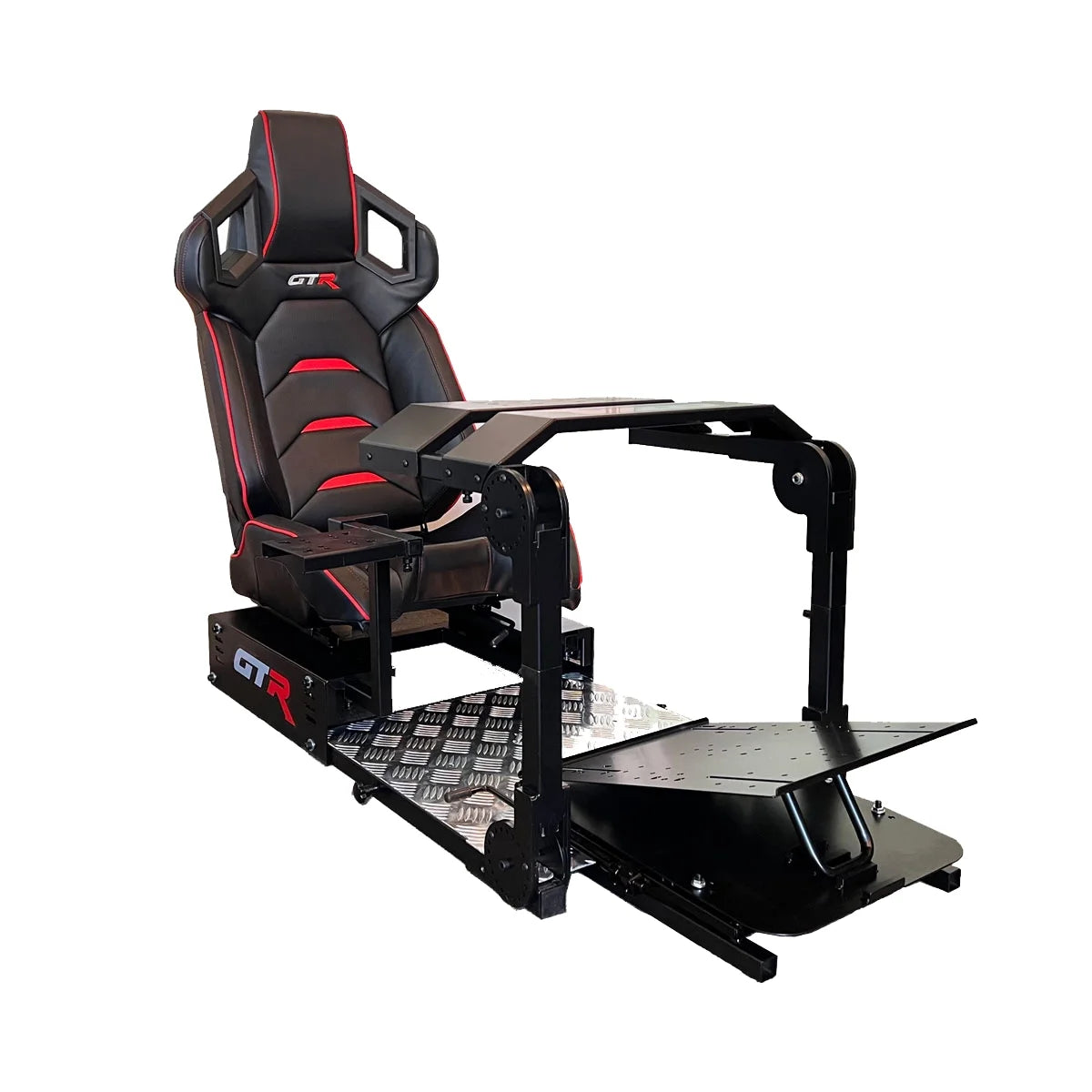 Black Frame Adjustable Leatherette Racing Simulator Cockpit with Racing Seat V242