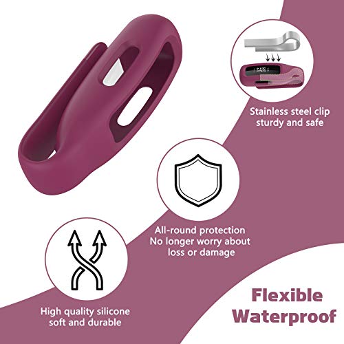 4-Pack Soft Silicone Clip Case for Fitbit Inspire 2/Inspire 3 (Black/White/Wine Red/Navy) Y8500
