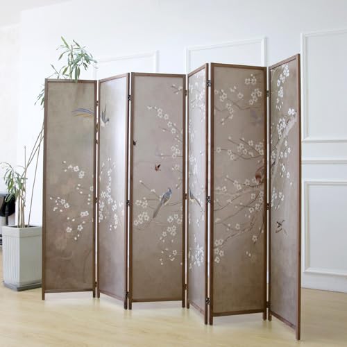 6 Panel Double Faced Room Divider Folding Wall Divider, 67" H x 94.5" W I765