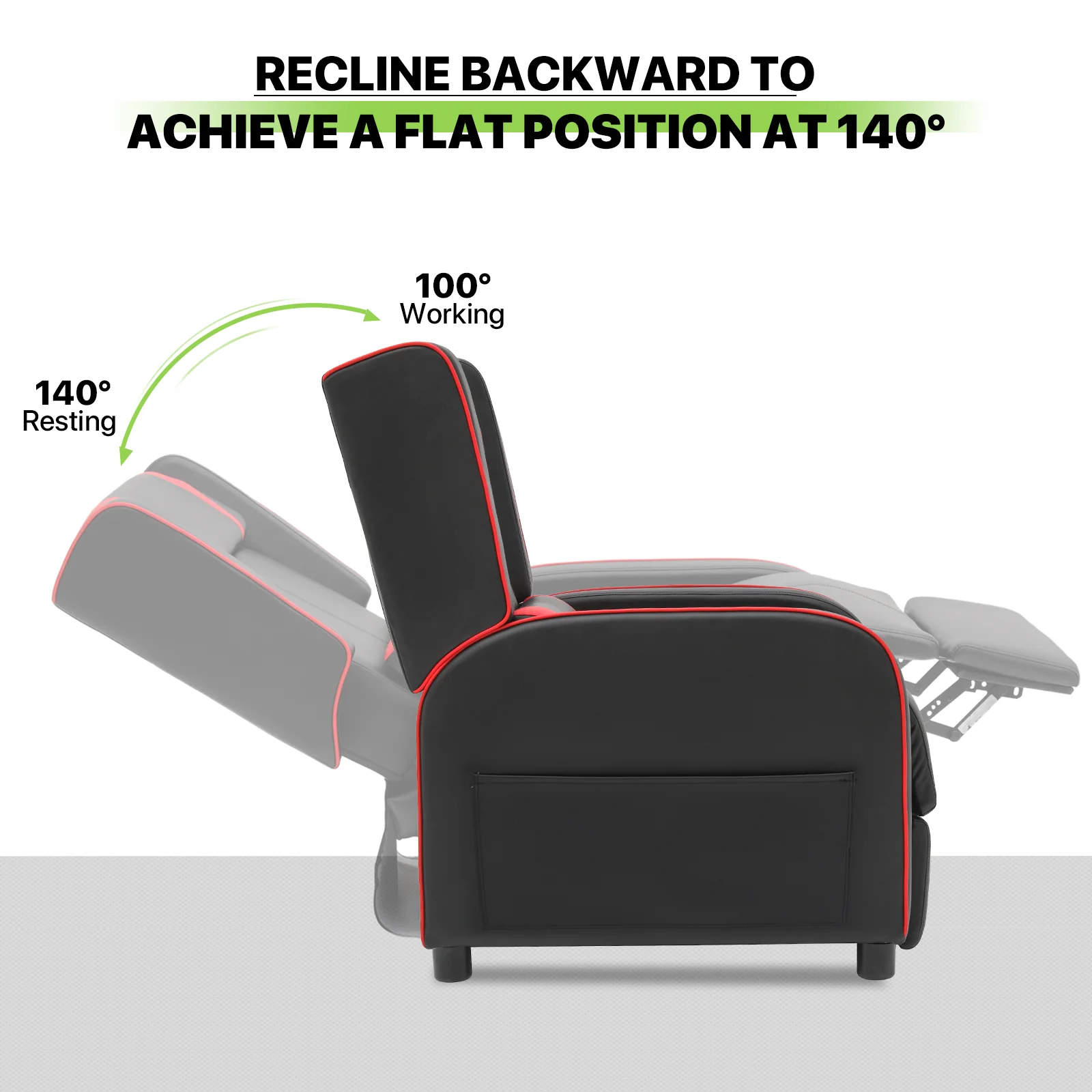Red PU Leather Gaming Recliner Chair with Footrest O396124