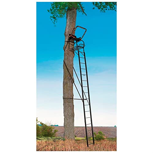20' Tall Single Steel Ladder Tree Stand with Padded Shooting Rail E558967