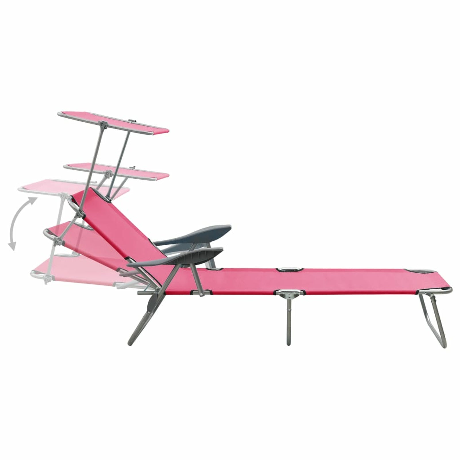 Pink Steel Sun Lounger with Canopy K6251