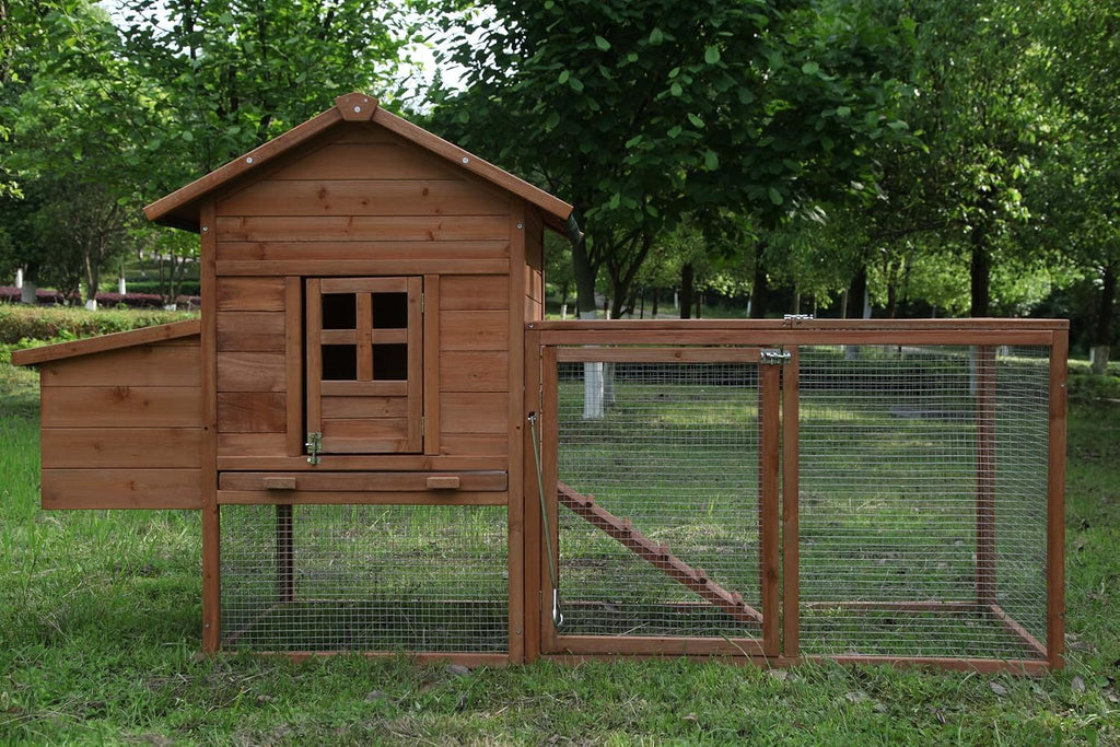 Large Two Tiers Wooden Chicken Coop with Egg Box Run W8120
