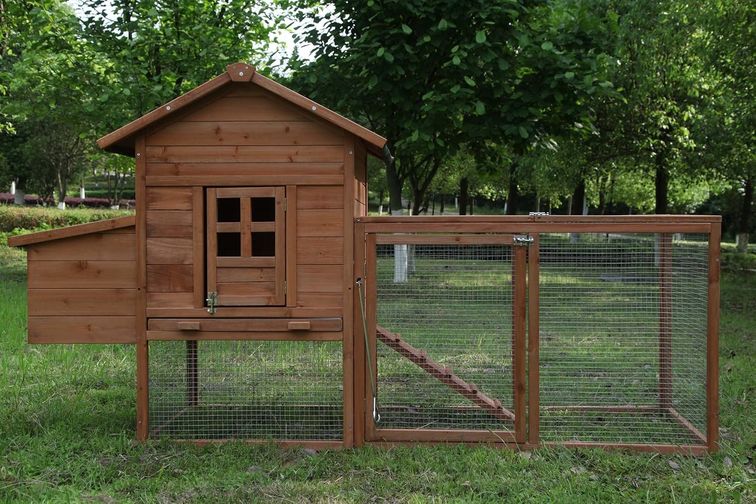 Large Two Tiers Wooden Chicken Coop with Egg Box Run W8120