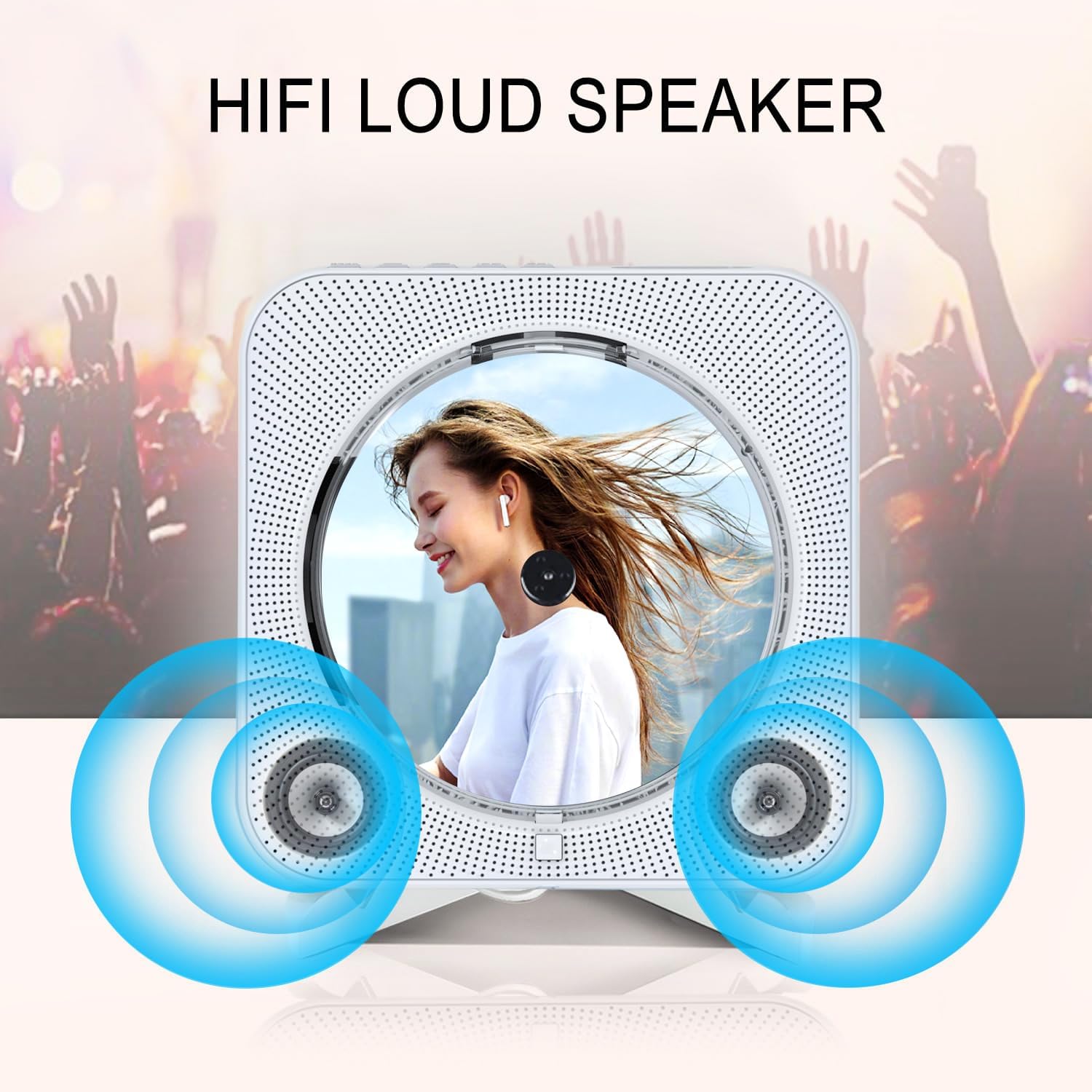 DVD Player with Bluetooth 5.1 Dual Speakers, Remote Control, RCA, HDMI Cable, HD 1080p O8143
