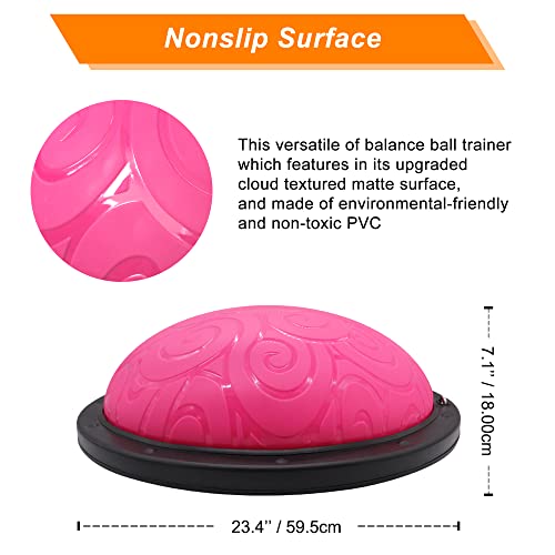 Half Exercise Ball Balance Trainer Inflatable Yoga Ball with Resistance Bands O906