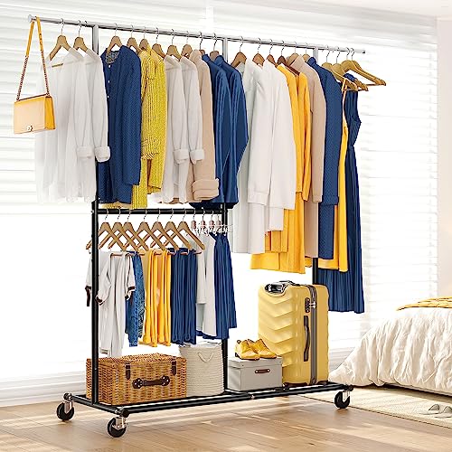 Gold Metal Clothing Rack with Wheels Q8214