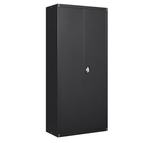 Black Metal Storage Cabinet with Locking Door and 4 Adjustable Shelves Z6360