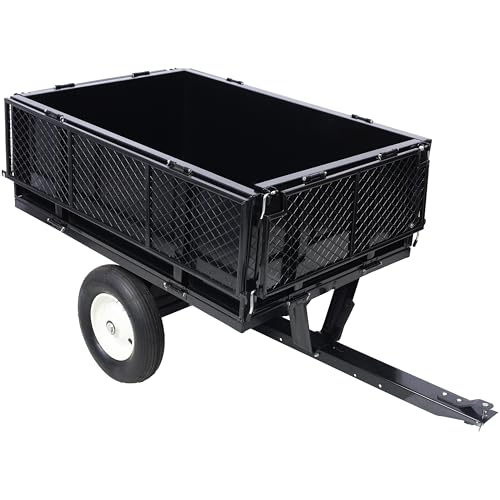 ATV Trailer Steel Dump Cart, 750lbs 22 Cubic Feet Utility Trailer with Removable Sides J8868