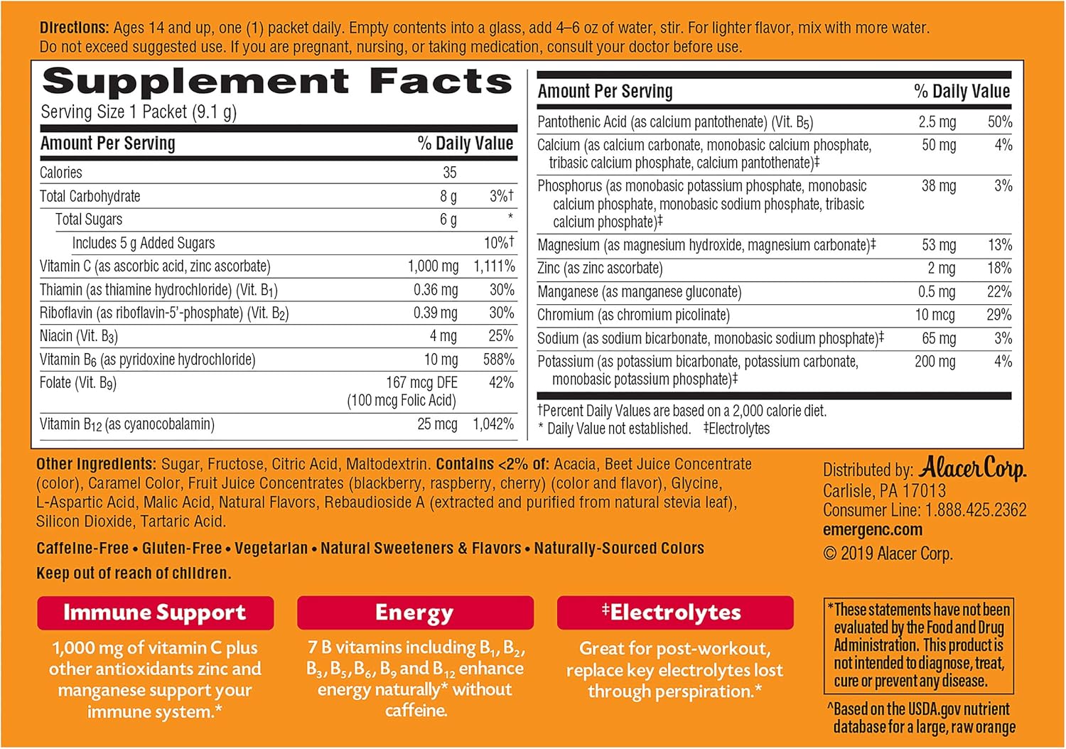 Vitamin C Energy Booster Raspberry 1000 mg 30 Packet L13692