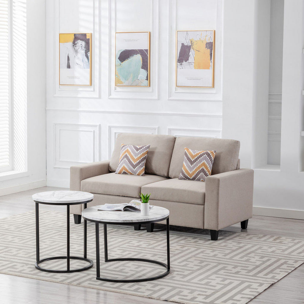 Beige Linen Fabric Living Room Set A32710