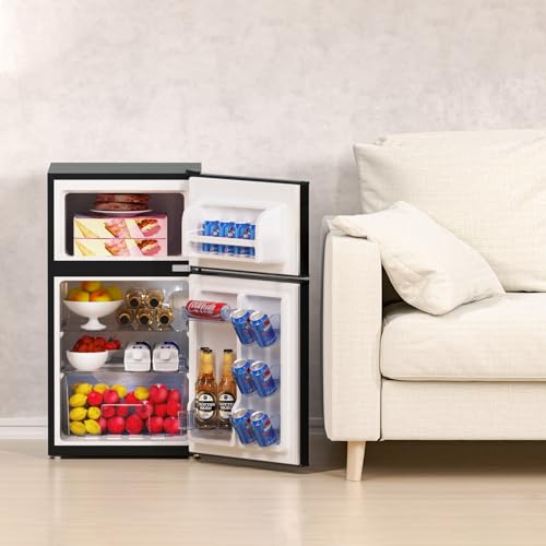 3.1 CU' Mini Fridge with Freezer, 2-Door Compact Refrigerator, Silver L189435