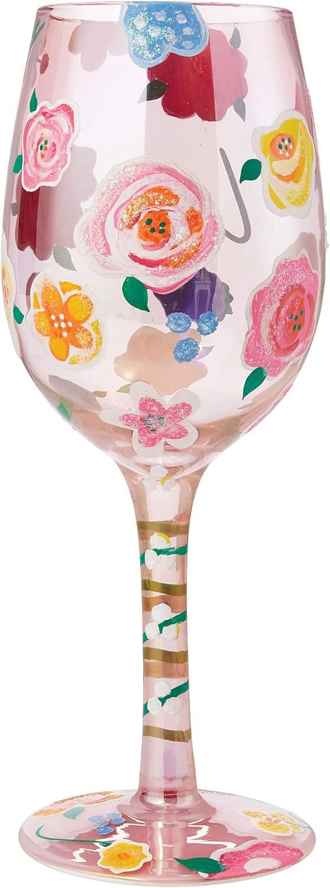 Floral Hand-Painted Artisan Wine Glass R97140