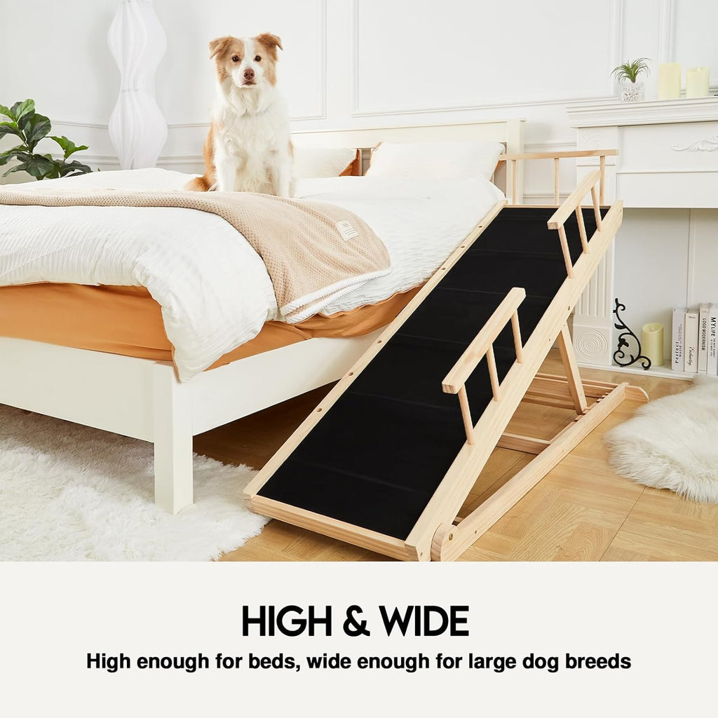 Non-Slip Folding Wooden Dog Ramp with Safety Railings I126872