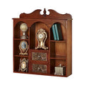 Natural Cherry Wooden Curio Cabinet with Seven Shelves and Two Drawers S742