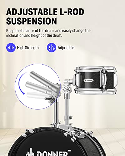5-Piece 14 inch Full Size Junior Drum Kit Metallic Black T79229