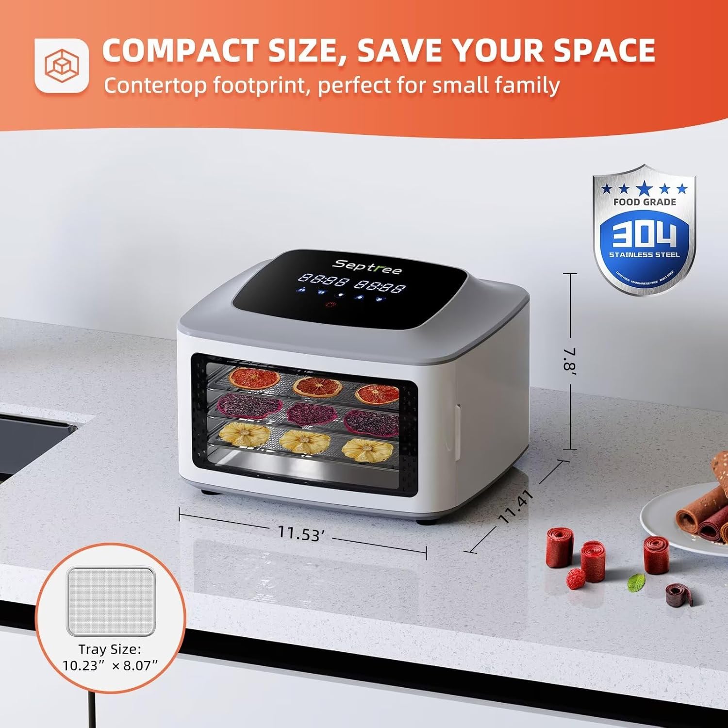 Stainless Steel 4-layer Food Dehydrator with Timer Control U494