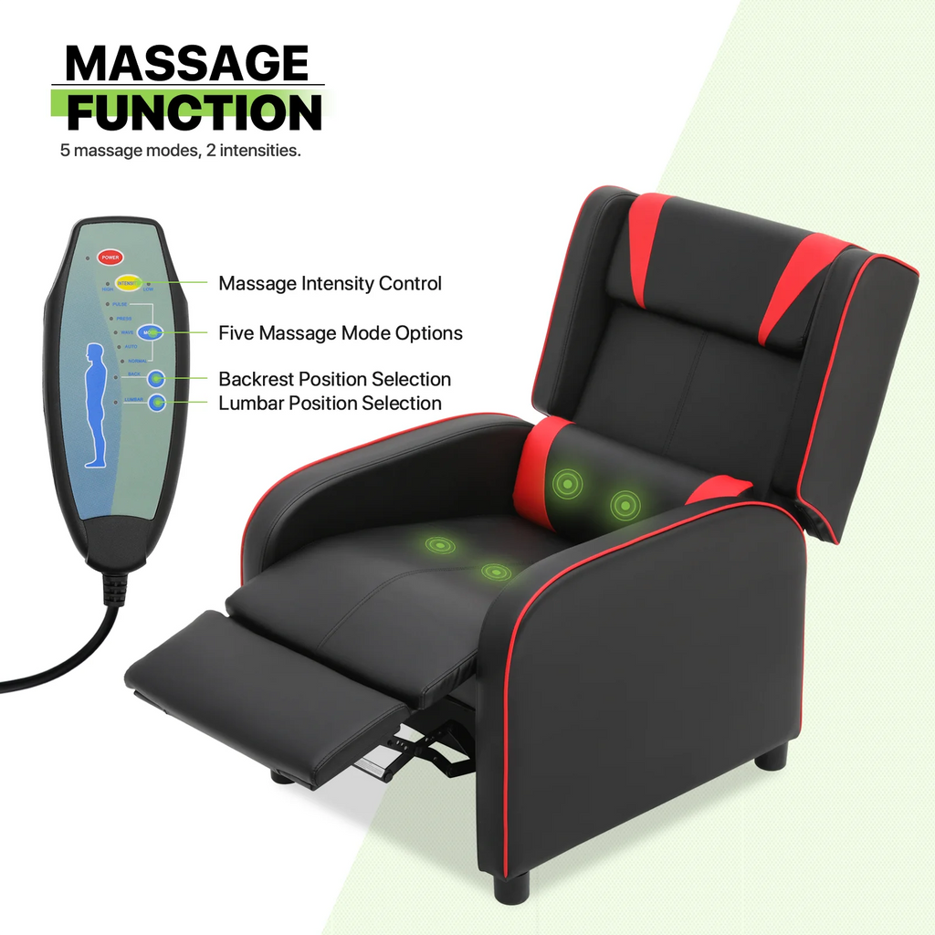 Red PU Leather Gaming Recliner Chair with Footrest O396124