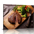 Medium Rare Grilled Beef Steak Ribeye With Broccoli On Cutting Board On Wooden Background Canvas Prints Poster Wall Art With Framed B7782