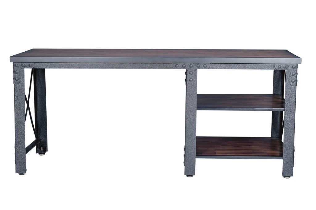 72" Industrial Metal & Wood Desk with Shelves F133866