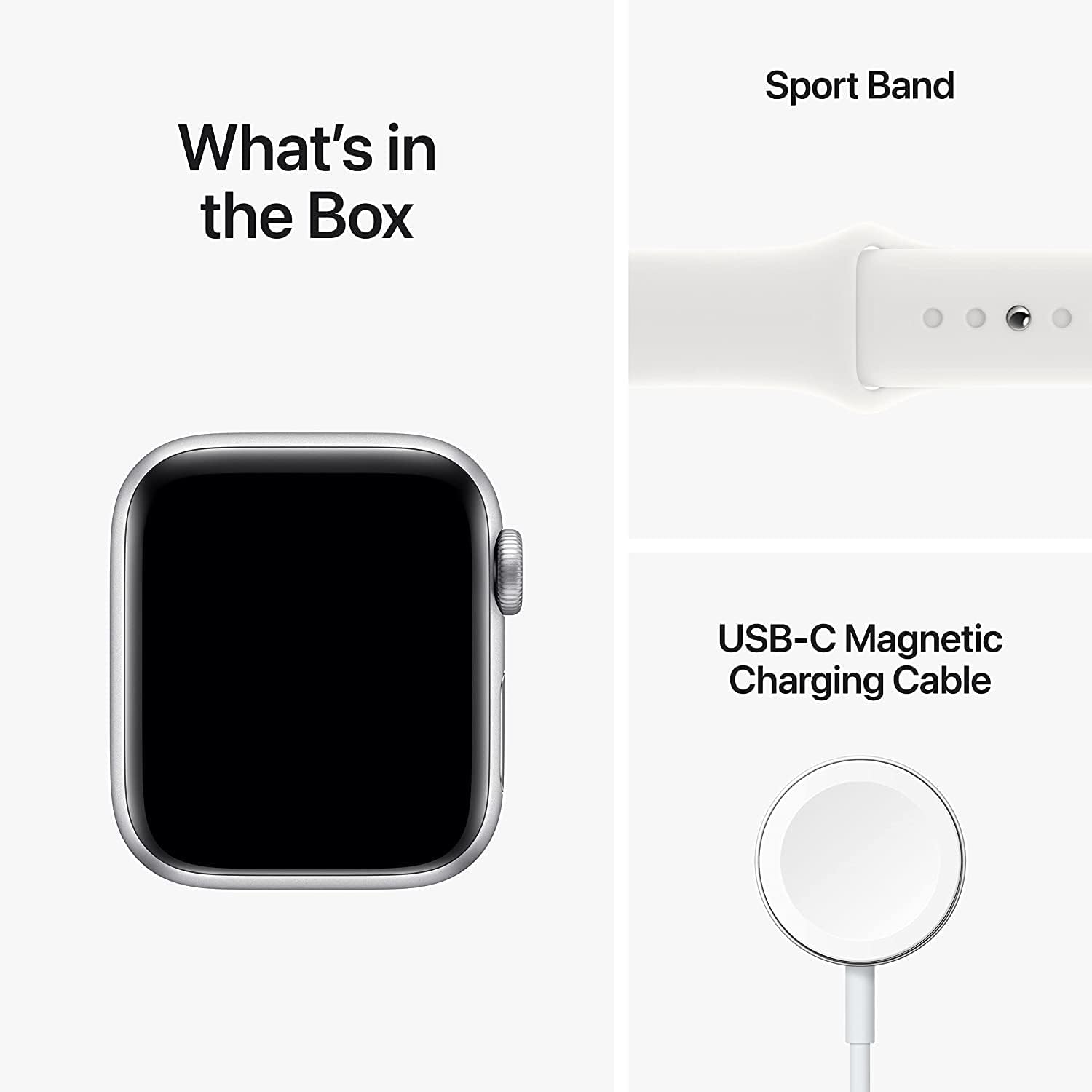 Silver Aluminum 40mm Apple Watch SE with White Sport Band X494