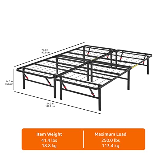Black Foldable Metal Platform Bed Frame, Full Size, 14 inches High K785