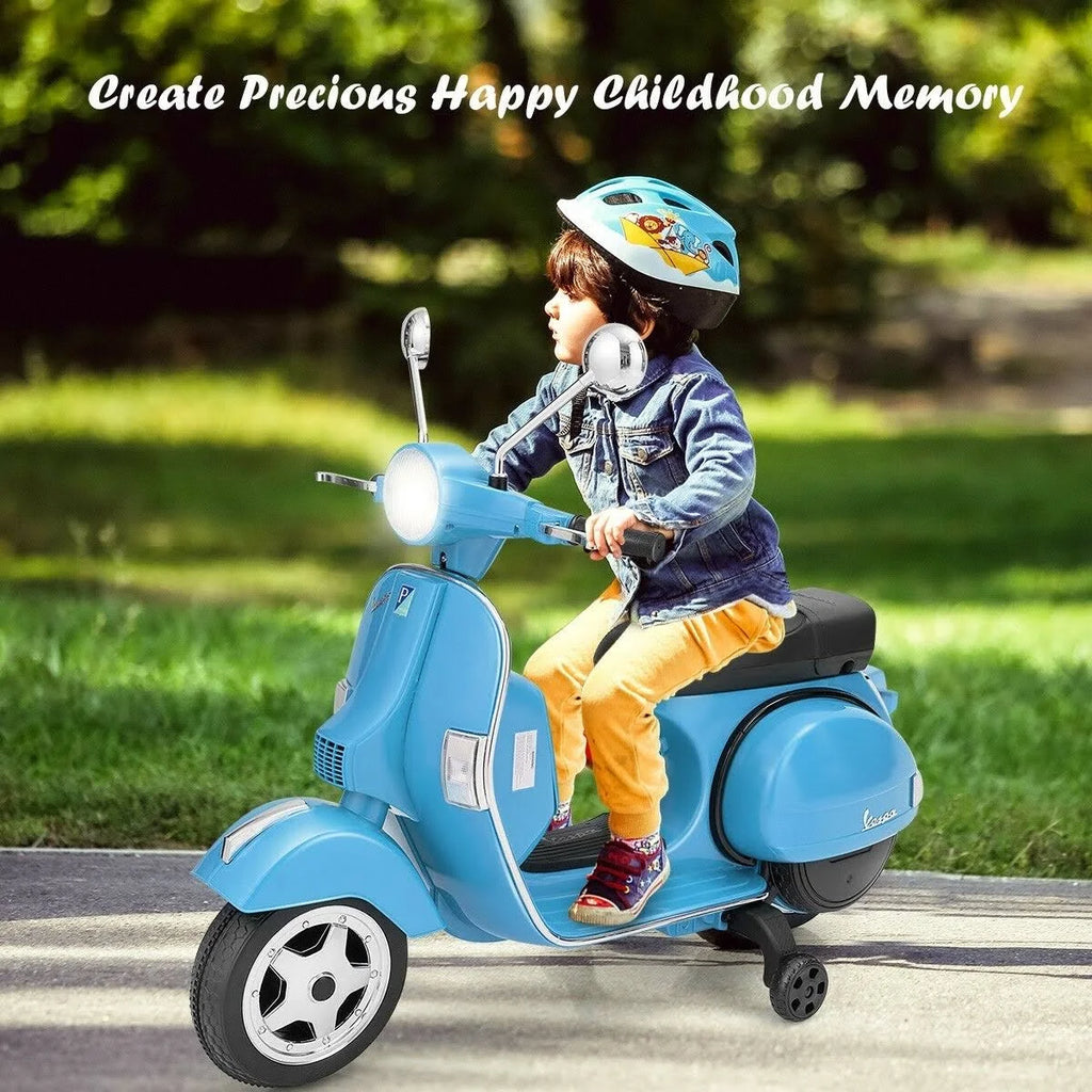 Blue 6V Kids Ride on Vespa Scooter Motorcycle with Headlight N768