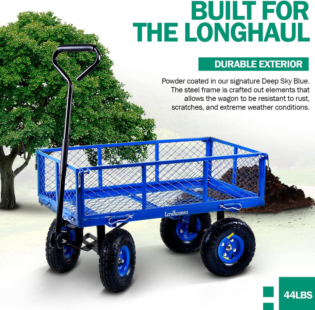 Blue All Terrain Utility Cart with Removable Side Meshes N338