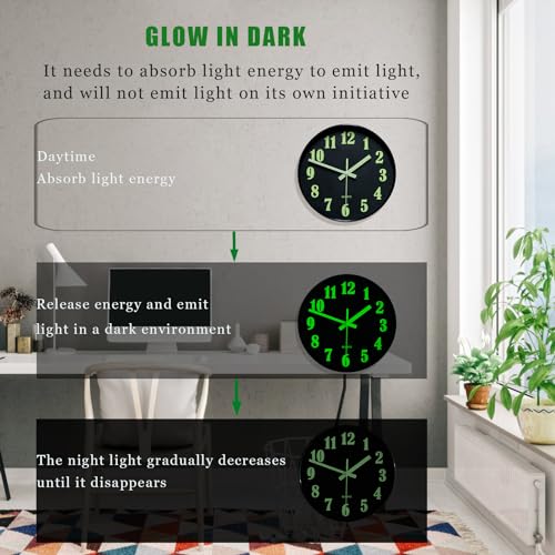 12 Inch Black Silent Wall Clock K60673