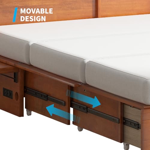 Gray Queen Murphy Bed with Storage Drawers V21131
