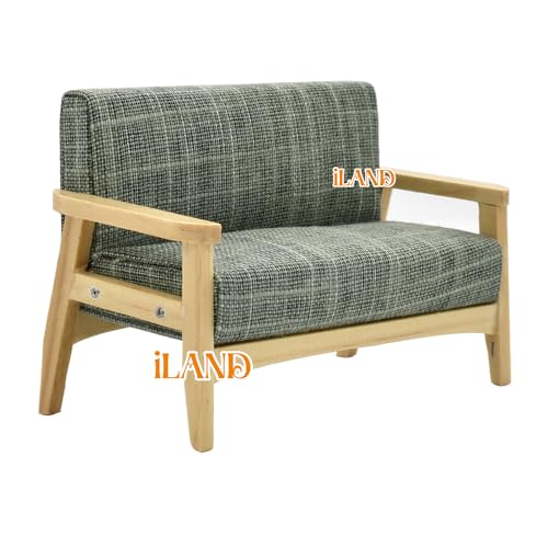 Grey Green Dollhouse Couch and Miniature Sofa Set with Mini Houndstooth Cushions I836048