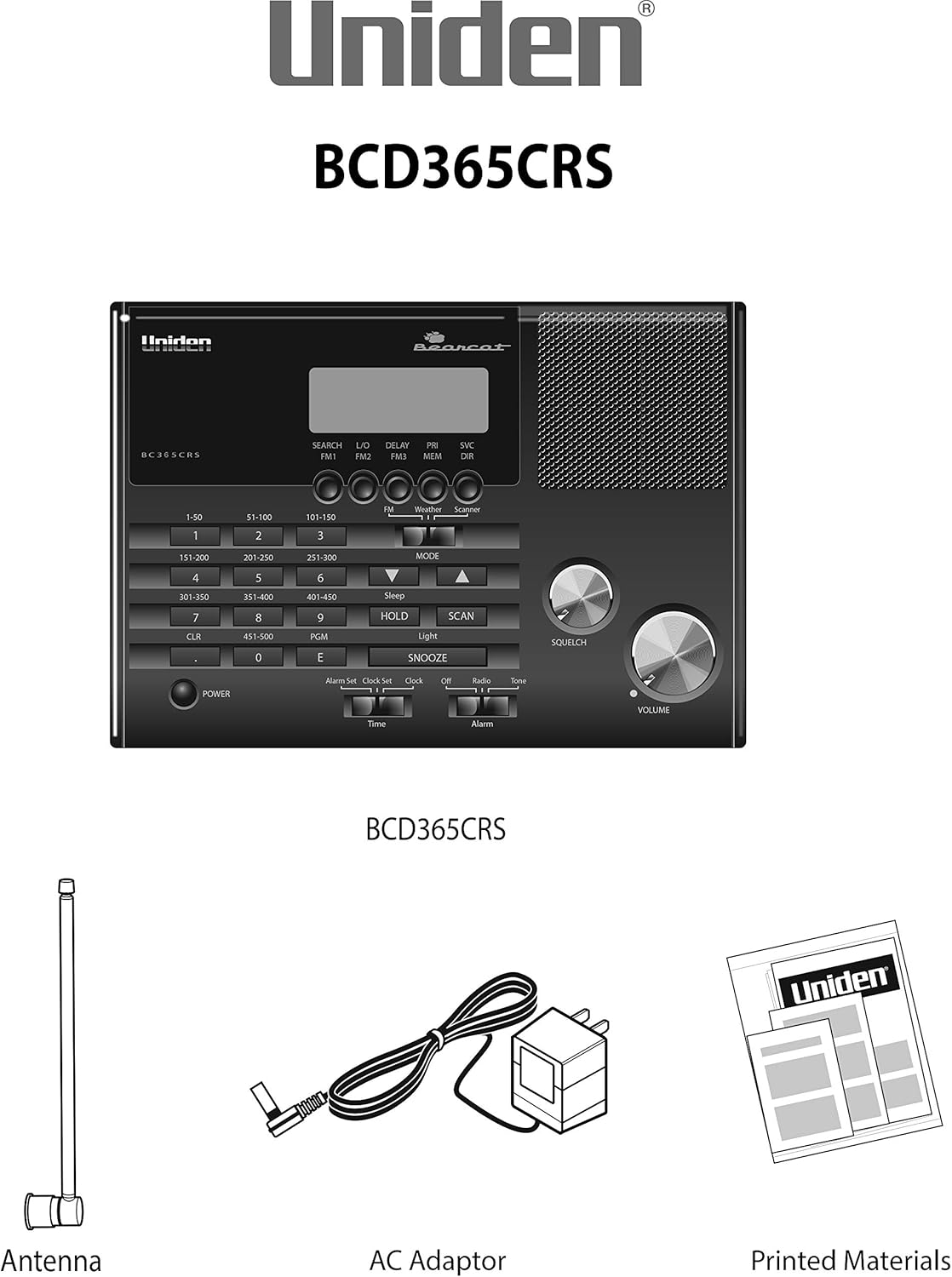 500 Channel Scanner with Alarm Clock and FM Radio H7554