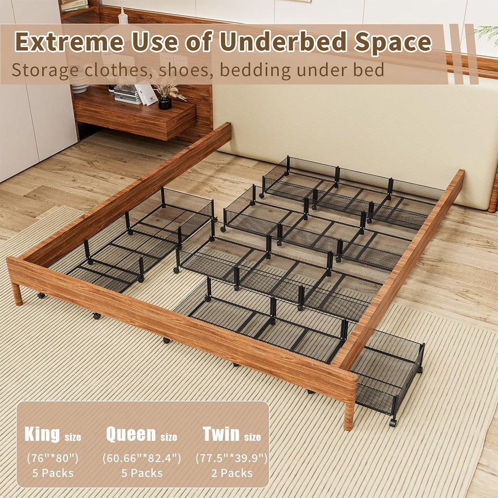 47.2'' Long Under Bed Storage on Wheels, 57.6L Large Capacity Foldable Drawers X817339