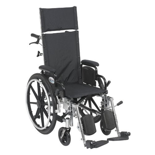 Light Weight Reclining Wheelchair with Elevating Leg Rests and Flip Back Detachable Arms, 14'' Seat K6642