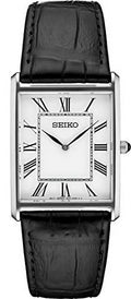 Square Black Leather Watch X7044