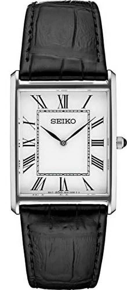 Square Black Leather Watch X7044