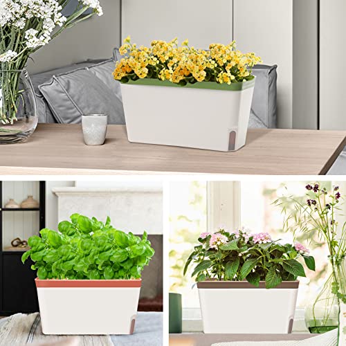 Self Watering Planter Pots Window Box Set of 6 Green Q4635