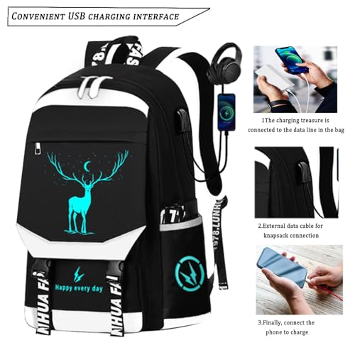 Blue Laptop Backpack with USB Charging Port, Anti-Theft Lock, Pencil Bag Z959621