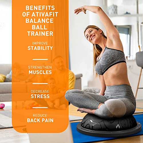 Half Exercise Ball Balance Trainer Inflatable Yoga Ball with Resistance Bands O906