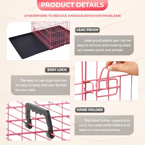 Black 48 Inch Folding Metal Dog Crate with Divider Panel J3861