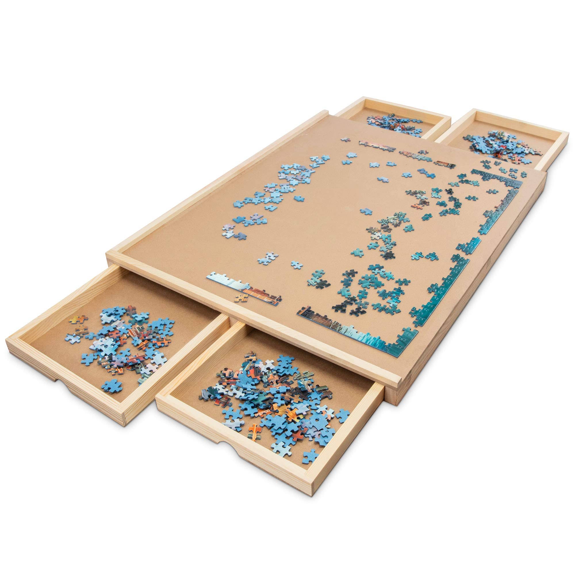 1000 Piece Wooden Puzzle Board with 4 Drawers U495317