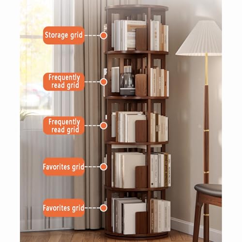 Cherry wood 360° Rotating Bookshelf Tower X990