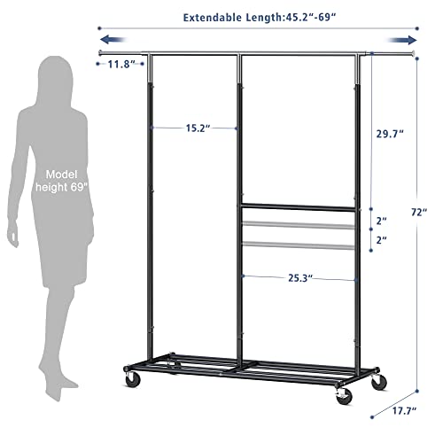 Gold Metal Clothing Rack with Wheels Q8214